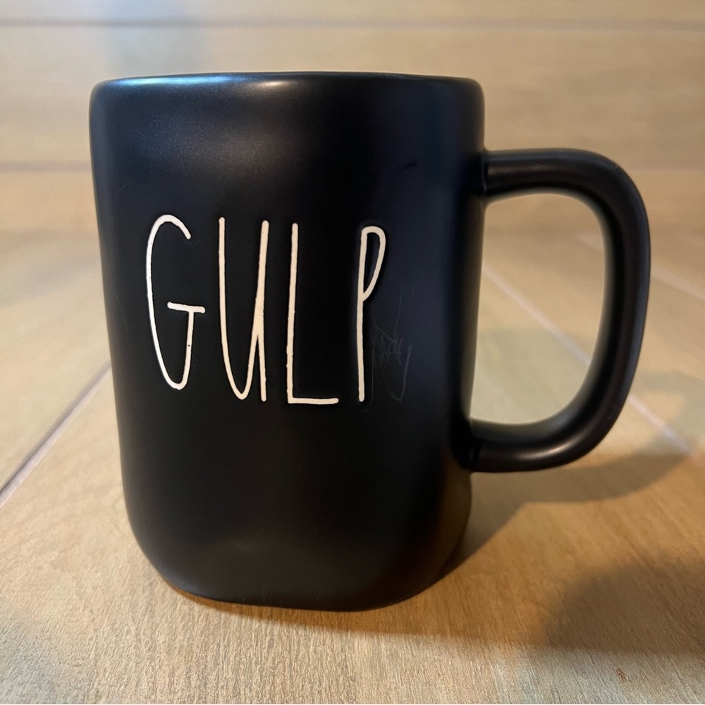 Rae Dunn Black Ceramic Mug ‘GULP’